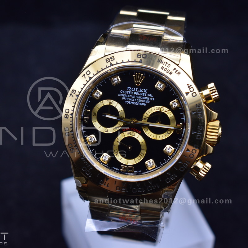 Daytona 116508 QF 1:1 Best Edition Black Diamonds Dial on YG Bracelet SH4130 V2